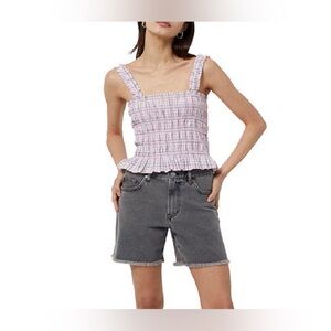 French Connection Womens Yaki Stretch Smocked Tank Top